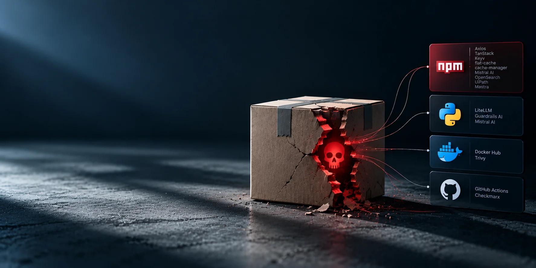 Trusted software package compromised by an attacker, spreading malware across enterprise systems and servers